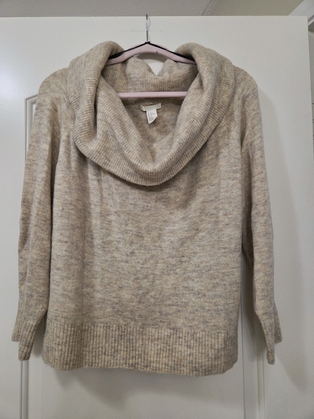 H&M Beige Marled Cowl Neck Sweater